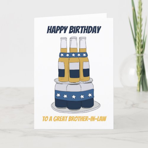 For Brother In Law Fun Beer Cake Birthday Card