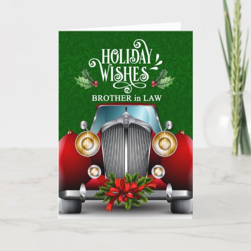 for Brother in Law Red Classic Car Christmas Holiday Card