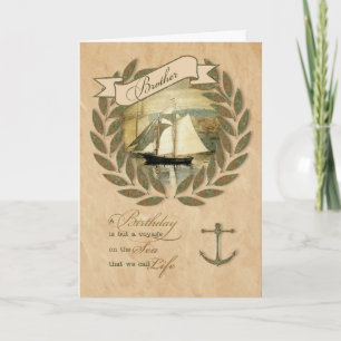 for Brother Sailing the Seas Theme Birthday Card