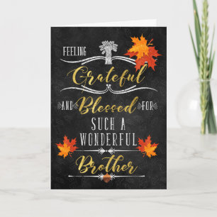 for Brother Thanksgiving Blessings Chalkboard Holiday Card