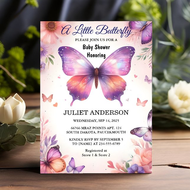 For Bug Boho Soft Glow Live Butterfly Baby Shower Invitation (Creator Uploaded)