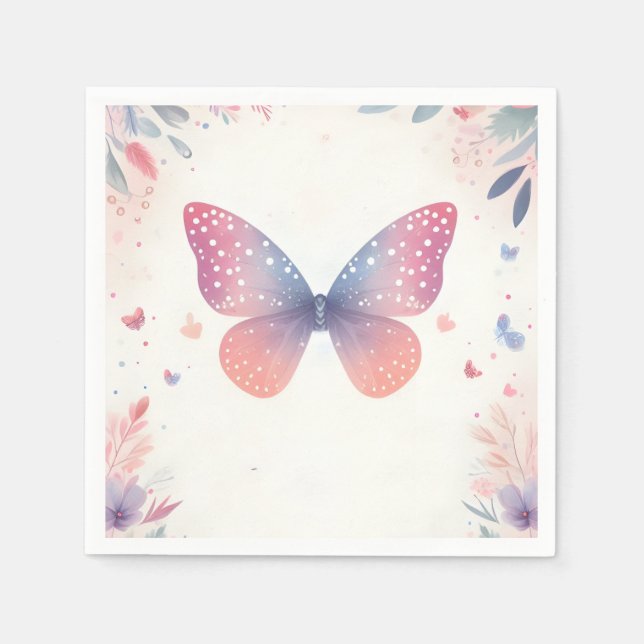 For Bug Boho Soft Glow Live Butterfly Baby Shower Napkins (Front)