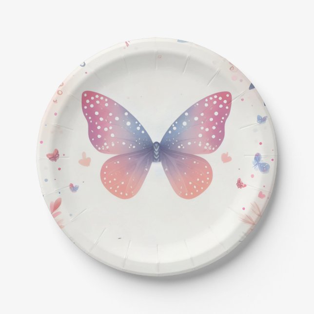 For Bug Boho Soft Glow Live Butterfly Baby Shower Paper Plates (Front)