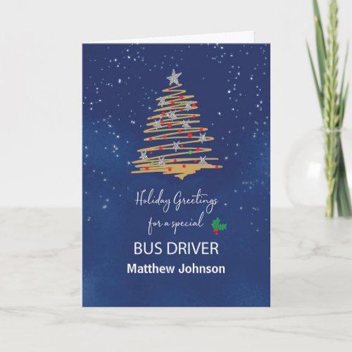 For Bus Driver Christmas Tree Customizable Name Card