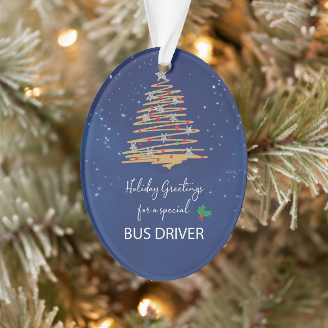 For Bus Driver Christmas Tree Customizable Name Ornament (Tree)
