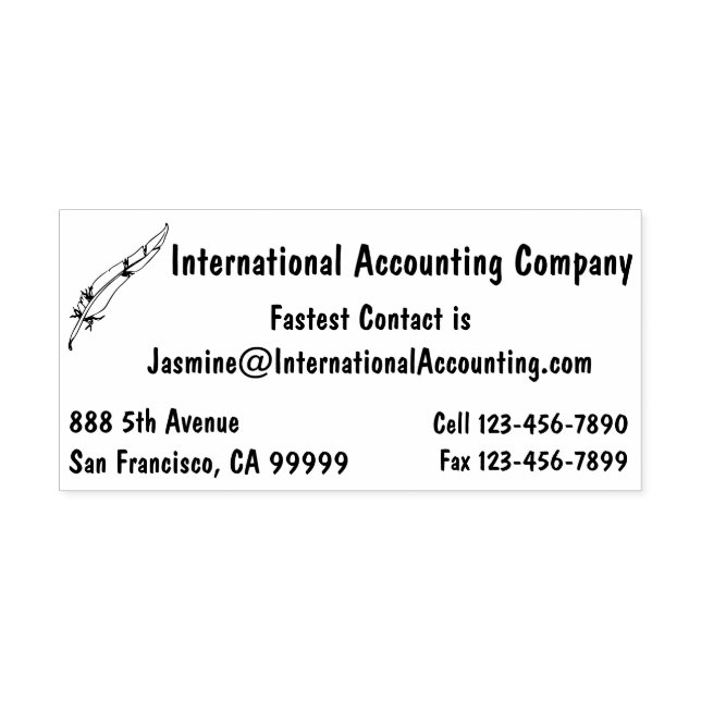 For Business Simple Chic With Quill Pen Logo Self-inking Stamp (Design)