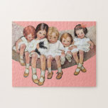 For Carole - Vintage Children in a Hammock Card Jigsaw Puzzle<br><div class="desc">Send heartfelt sentiments with this beautiful rendering of children happily sitting in a hammock. This comes from a vintage illustration by Jessie Wilcox Smith.</div>