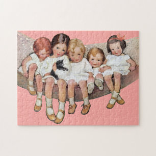 For Carole - Vintage Children in a Hammock Card Jigsaw Puzzle