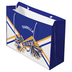 For Cheerleaders  - White, Blue and Gold - Large Gift Bag