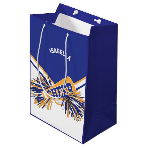 For Cheerleaders  _ White Blue and Gold _Medium Medium Gift Bag