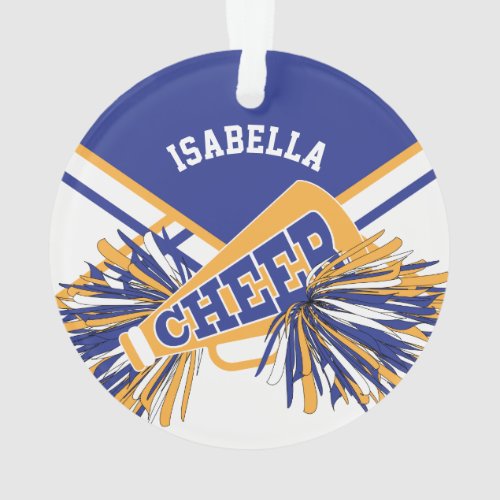 For Cheerleaders  _ White Blue and Gold Ornament