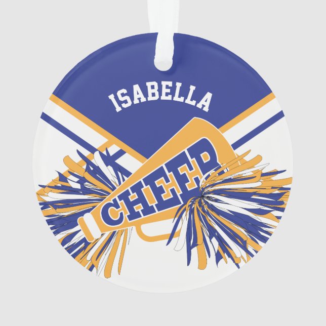 For Cheerleaders  - White, Blue and Gold Ornament (Back)