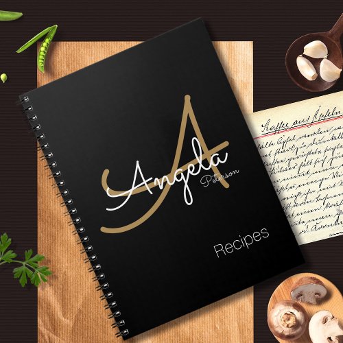for Chef Recipes a Modern Monogrammed Black Notebook