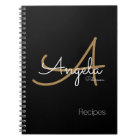 for Chef Recipes a Modern Monogrammed Black