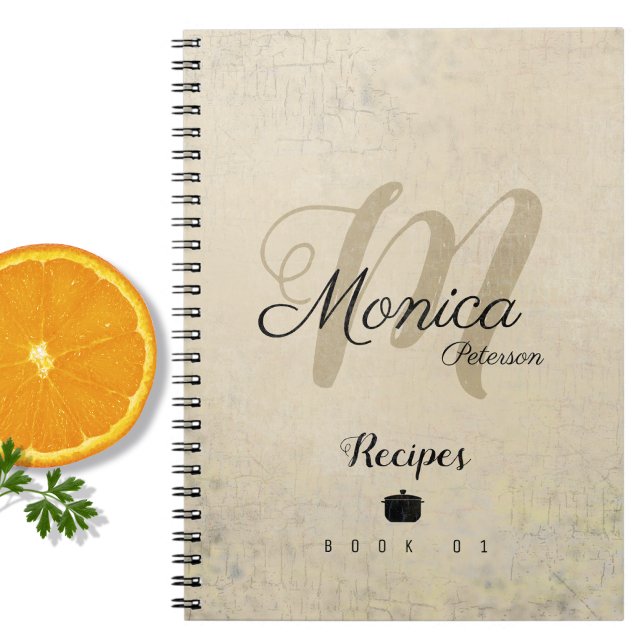For Chef Recipes a Stylish Monogram on Beige Notebook (Creator Uploaded)