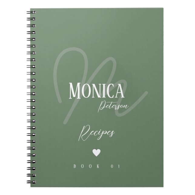 ...for chef recipes a stylish monogram on sage notebook (Front)