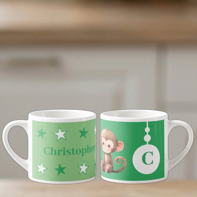 For children monkey name green espresso cup (Creator Uploaded)