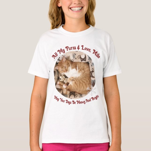 For Christmas, Meowy And Bright , Cat Photo ,  T-Shirt (Front)