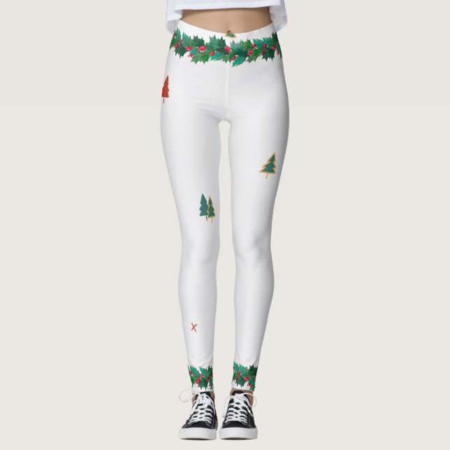 FOR CHRISTMAS PRINTED HOLLY Leggings (Front)
