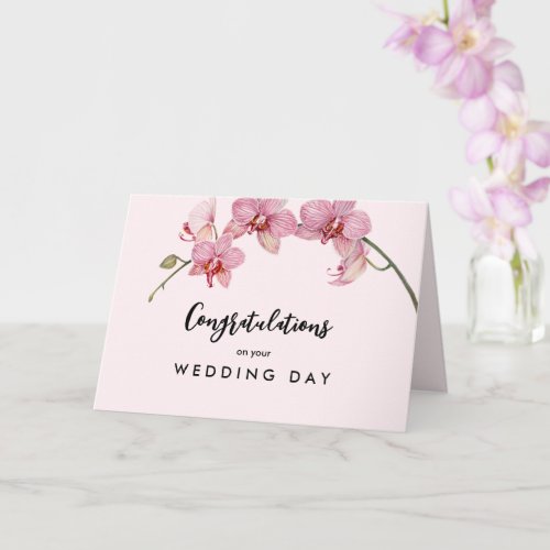 For Couple on Wedding Day Watercolor Pink Flowers Card