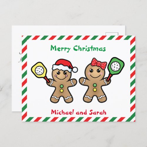 For Couple Pickleball Gingerbread people Postcard