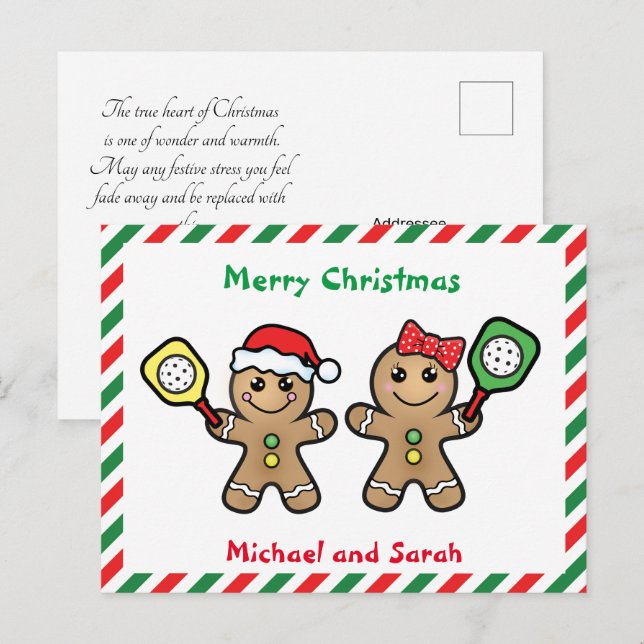 For Couple Pickleball Gingerbread people Postcard (Front/Back)