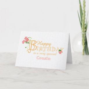 For Cousin Birthday with Clematis Flowers Card