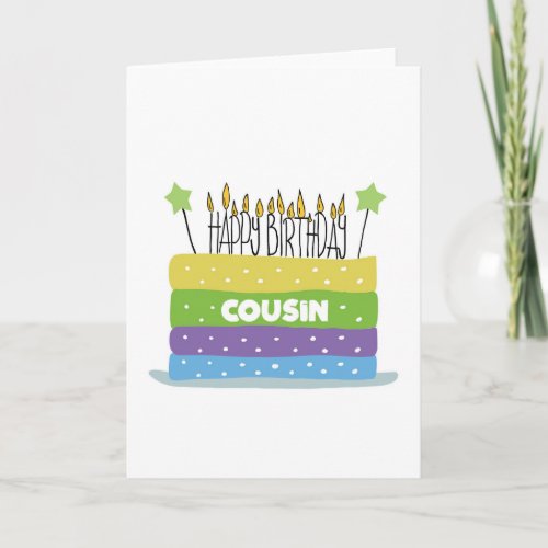 For Cousin Cake and Candles Happy Birthday Card