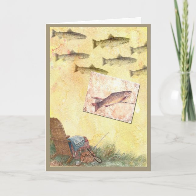 FOR DAD BIRTHDAY POEMS TROUT FISHING GREETING CARD (Front)