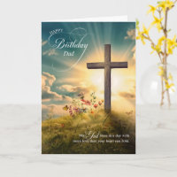 For Dad Christian Birthday Cross on Hill