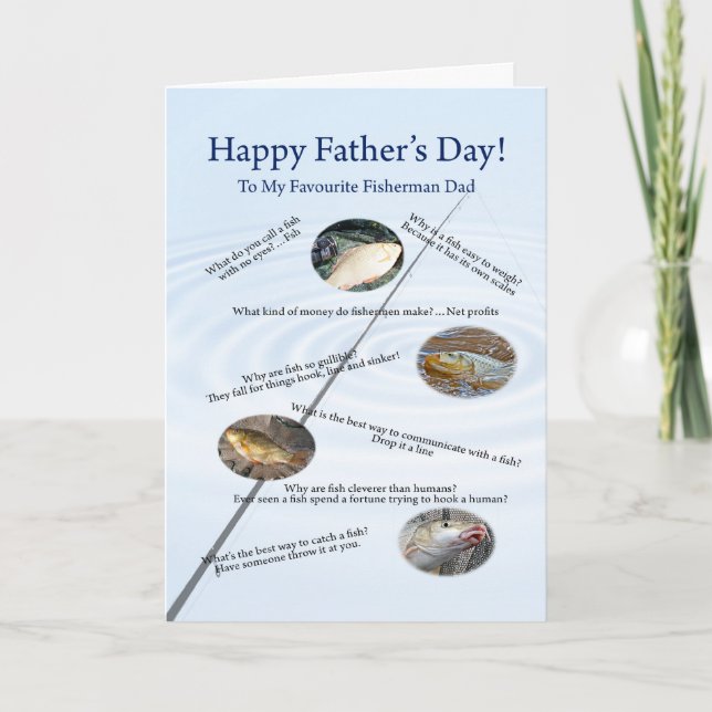 For dad, Fishing jokes Father's day card (Front)