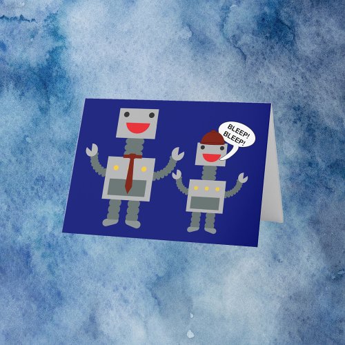 For Dad From Son Fathers Day Funny Robot Thank You Card