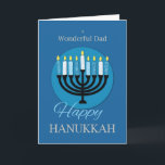 For Dad Hanukkah Menorah on Dark Blue Card<br><div class="desc">Are you looking for a card to greet your wonderful dad on Hanukkah? Well,  this card might just be the one you are searching for. Dark blue with a Menorah on the cover is perfect for this holiday. So get him a copy of this now!</div>