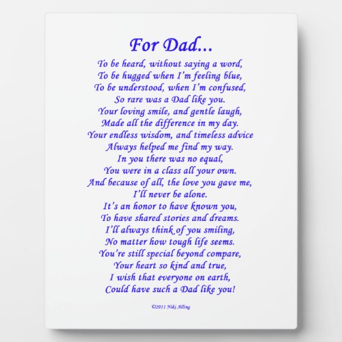 For Dad Memorial Poem Plaque