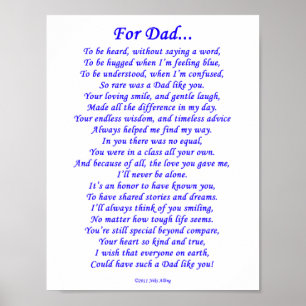 For Dad Memorial Poem Poster