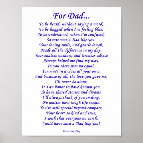 For Dad Memorial Poem Poster