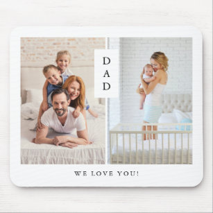 For Dad   Modern Two Photo Grid Mouse Pad