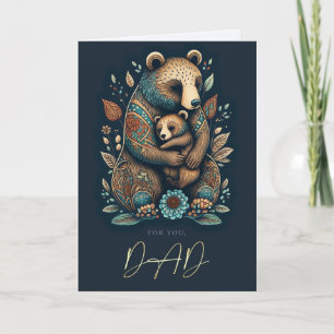 For Dad on Father's Day Cute Bears Folk Art Card
