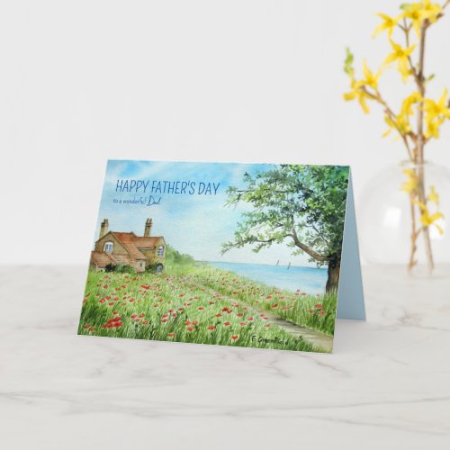 For Dad on Fathers Day Poppy Field Painting Card