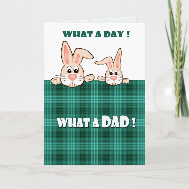 For Dad on Father's Day Two Cute Bunnies Card (Front)