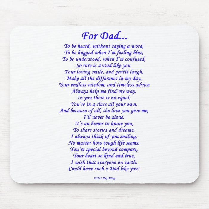 For Dad Poem Mouse Pad