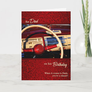 for Dad Red Classic Car Theme Birthday Card