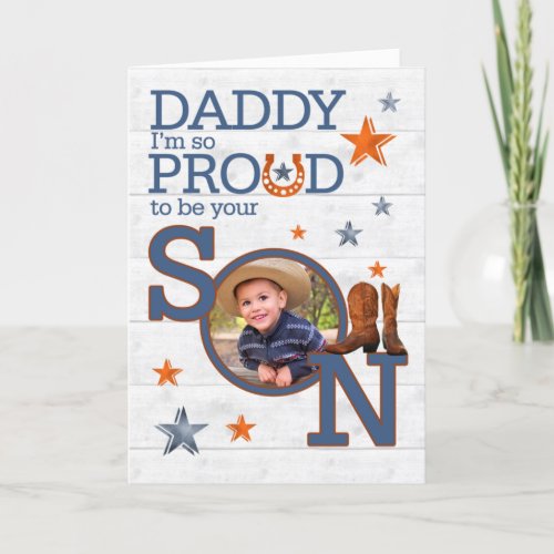 for Daddy from Son Cowboy Fathers Day Holiday Card