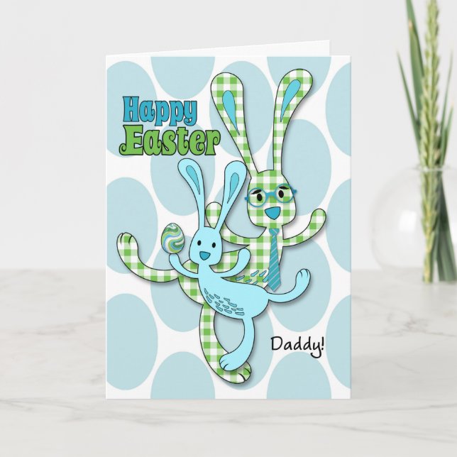 for Daddy on Easter in Blue Holiday Card (Front)