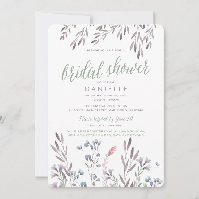 For Danielle - Wildflower Wedding Bridal Shower Invitation (Front)