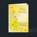 For Daughter, birthday card with yellow flowers<br><div class="desc">A gorgeous birthday card with yellow daisy flowers over a vibrant swirling background.</div>