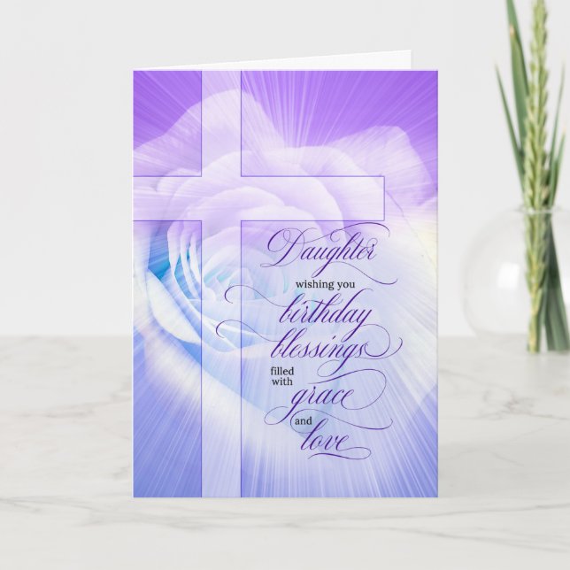 for Daughter Christian Birthday Purple Rose Card (Front)
