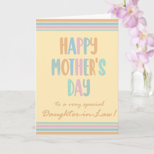 For Daughter_in_Law Mothers Day Stripes Typography Card