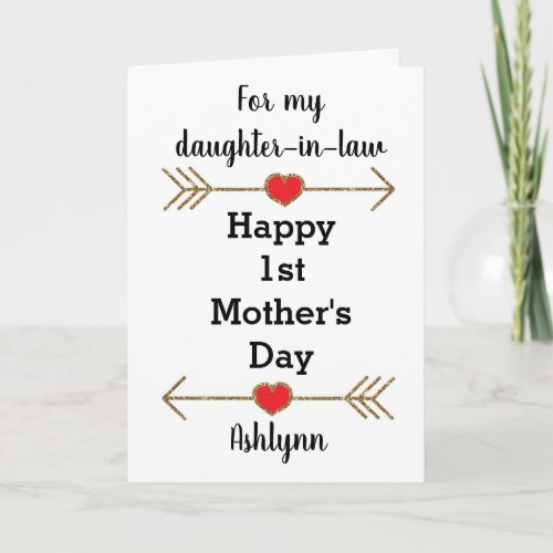 For Daughter In Law on First Mothers Day Card
