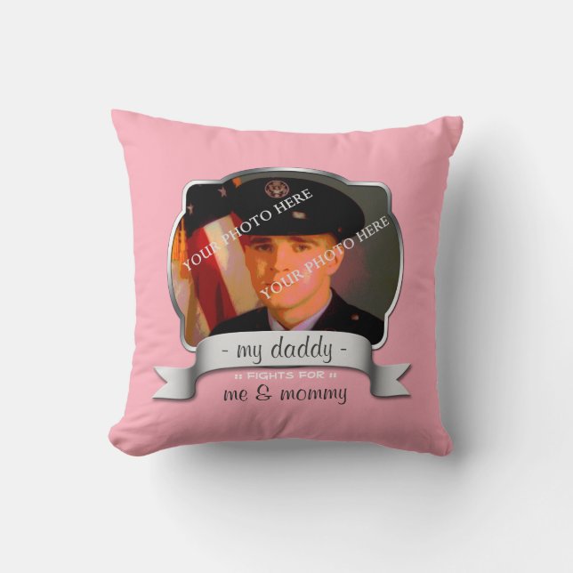 For Daughter of Overseas Soldier - Pink Pillow (Front)